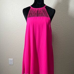 Lulu's Vibrant Pink Halter Mini Dress